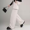 Elegant Detachable Panel High-Waist Wide-Leg Straight Pants