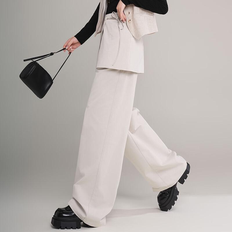 Elegant Detachable Panel High-Waist Wide-Leg Straight Pants