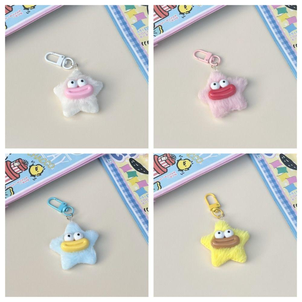 Mini Sausage Mouth Keyring Cartoon Star Plush Pendant Cute Funny Star Keychain  Bag Hanging