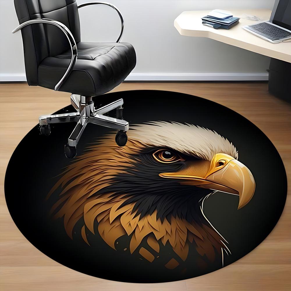 1pc Eagle Head Carpet, Round Non Slip Durable Large Size Office Carpet, Suitable for Office