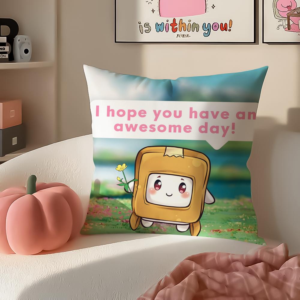 Cartoon LLankyboxesES Cushion Cover Pillowcase Short Plush Invisible Zipper Room Sofa Cushion Cover