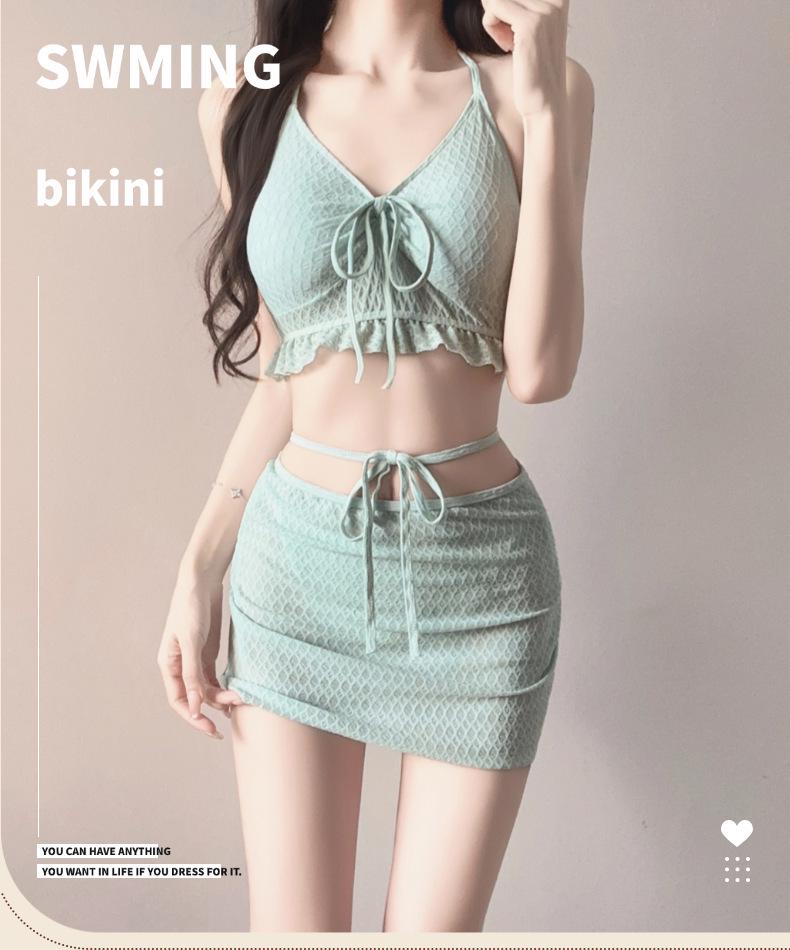 Women's Three-Piece Slimming Bikini Swimsuit - Conservative Drawstring Tummy Cover, Hot Selling Vacation Swimwear