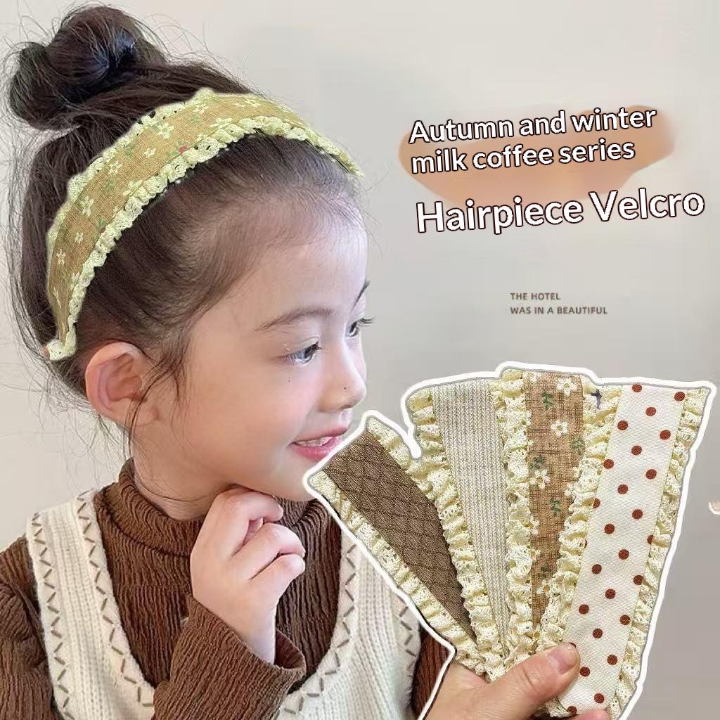 Knitting Colorful Flower Bangs Sticker Hair Band Printed Hair Sticker Headdress Sweet Floral Knitted Bangs Sticker Headband
