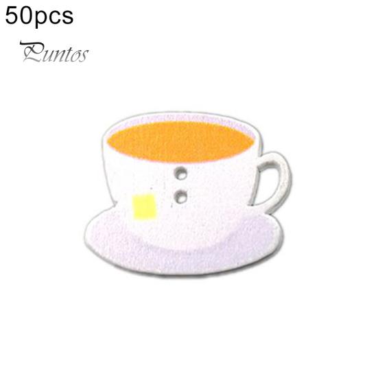 

50 шт., деревянные пуговицы в форме кофейной чашки, альбом для фотоальбома, шитье, вязание, декор разноцветный