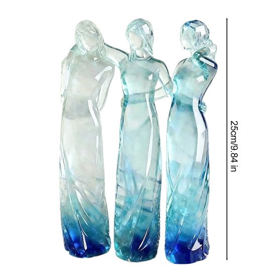 Goddess Figurine Resin Tinted Goddess of Hope Sisters Sculpture Transparent Gradient Blue Woman Statue for Table Mantel Bookshelf Decor