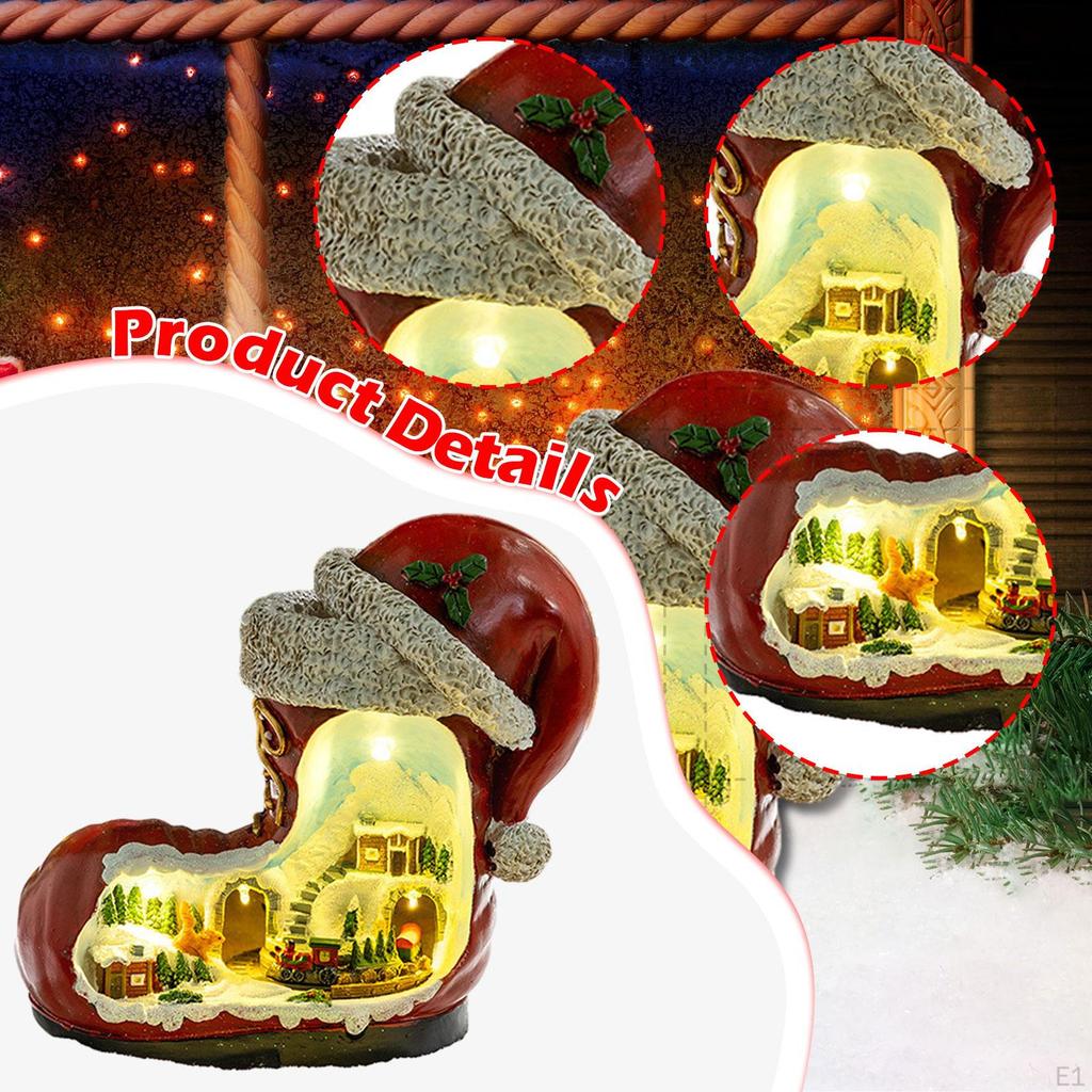 Christmas Music Box with Lights Statue Seasonal Collectible Ornament Resin Unique Decoration
