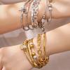 18k Gold Plated Geometric Heart Zircon Bracelet - European & American Style, Stainless Steel, Light Luxury