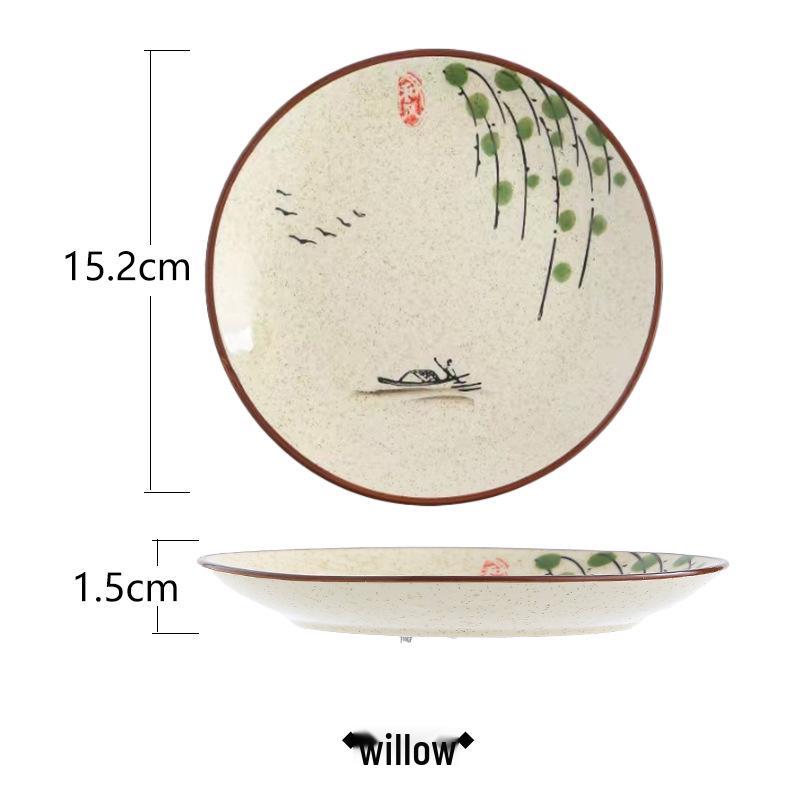 Hand-Painted Retro 6-Inch Round Ceramic Plate - Bone Dish, Spittoon, Tea Snack, Dried Fruit, Small Snack, Pastry Plate.