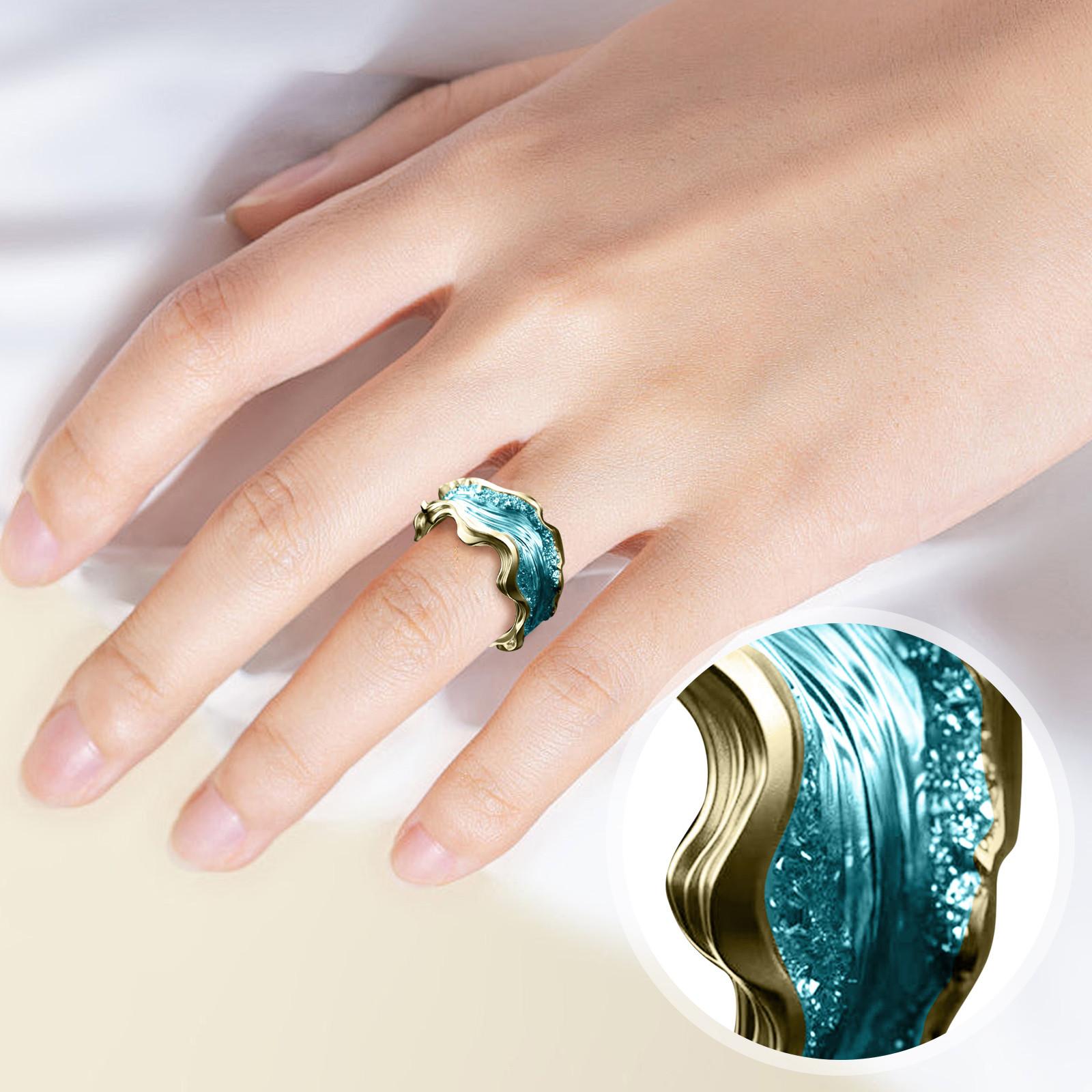 

Кольцо Heartbeat Of The Sea Wave, открытое кольцо, подарок на любовь, сюрприз, мужское и женское кольцо One Size