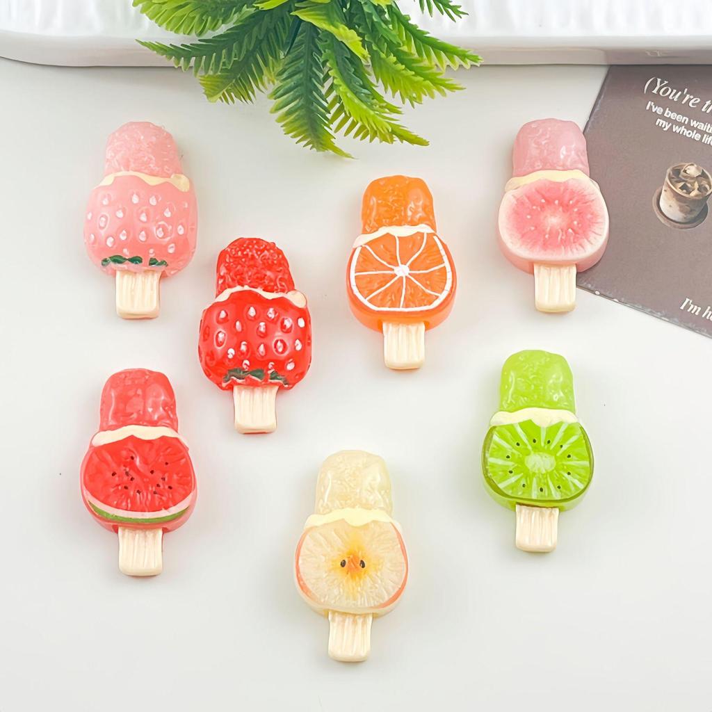 Fruit Skewer Popsicle Resin Accessories for DIY Hair, Cup, and Shoe Decorations