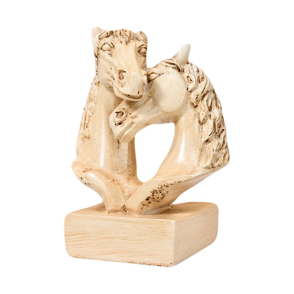 Couples Horse Figurines Horses Head Statue Paperweight Animal Sculptures Ornament for Home Office Desktop Decorations