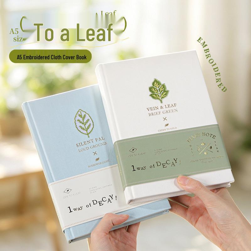 Leaf Pattern Hardcover Embroidery Notebook: Student Diary & Office Planner