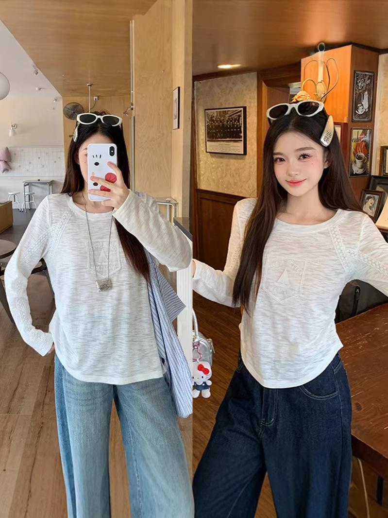 

Plus Size Women s Lace Patchwork Long Sleeve Round Neck T-shirt for Spring Triple Extra Large