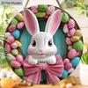 2D Flat 1pc Happy Easter “Bunny Egg” Logo Wooden Hanging Decoration, Spring Garden Balcony Decor, Rustic Cottage Indoor/Outdoor Statue Wall Art