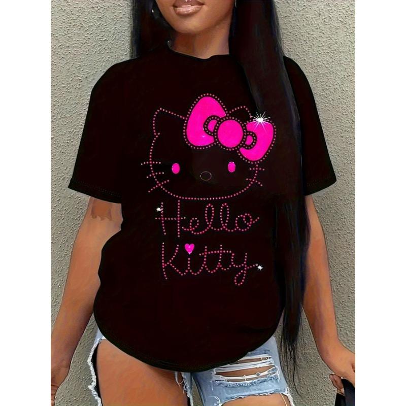 

Sanrio Hello Kitty Lady Black Rhinestone Print T-Shirt S