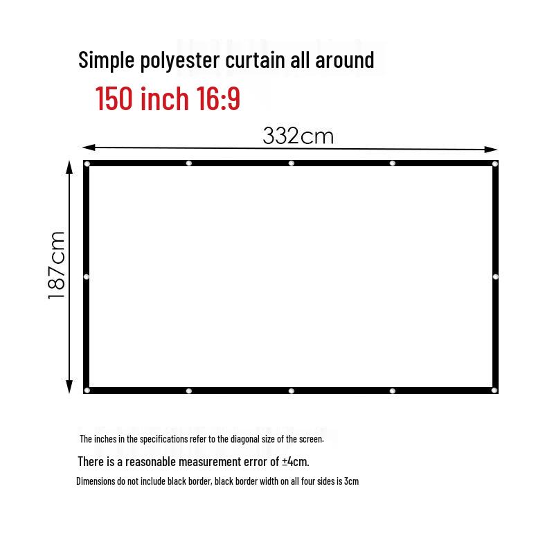 Portable Polyester HD Projection Screen - Foldable, 60 To 150 Inches, for Indoor/Outdoor Use
