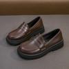 Spring and Autumn New Boys Leather Shoes Children Britain Style Black Casual Shoes for Girls Performance Slip-on Loafers