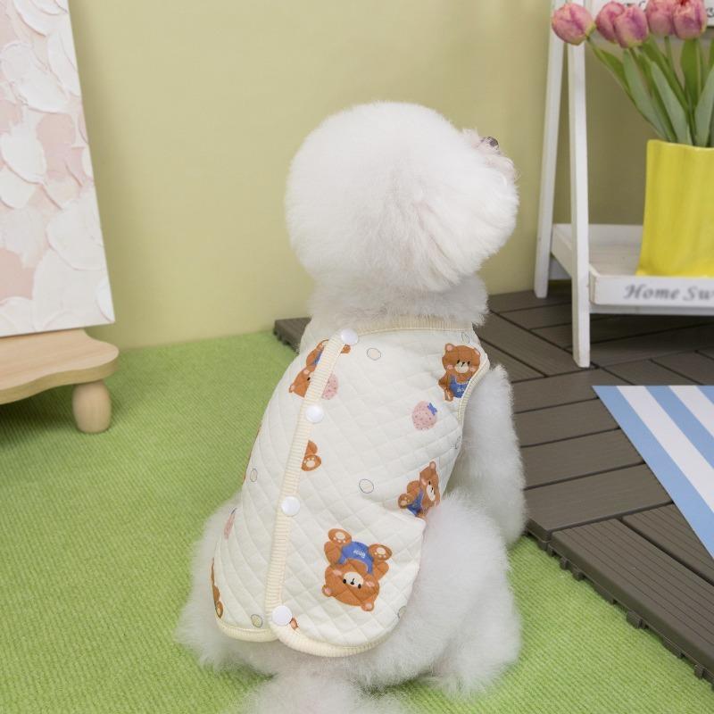 Pet Vest Small Dog Clothes Cat Autumn Winter Bear Pattern Warm Comfortable Baby Cotton Vest Teddy Bechon Small Dog Clothes