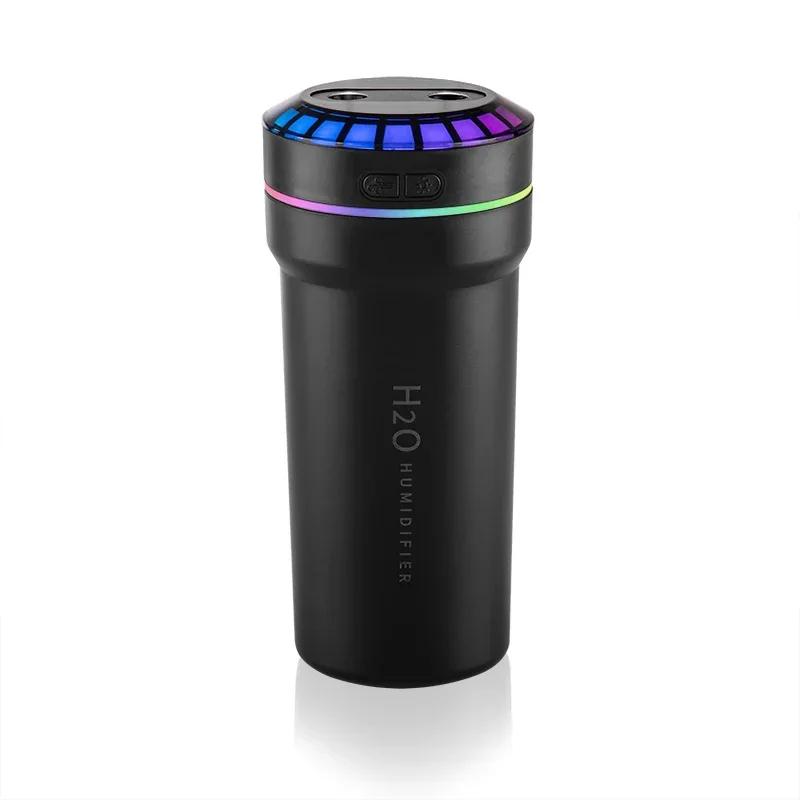 

300 мл двойной распылитель автомобильный увлажнитель воздуха USB Type-C музыкальный ритм спрей увлажнитель с подсветкой автомобиля мини ароматический увлажнитель Type-c USB Cable чёрный