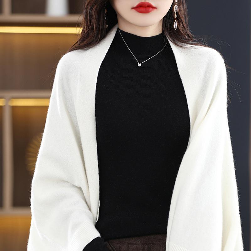 Women's 2023 Wool Batwing Scarf Sweater Cardigan - Loose Knit Autumn/Winter Shawl Style