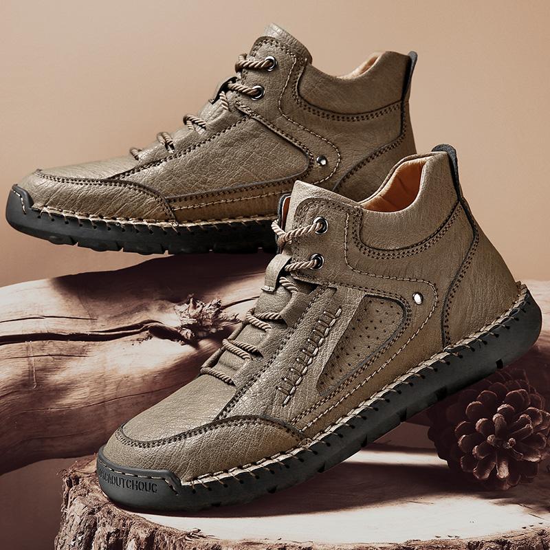 

Мужские походные ботинки черного коричневого цвета, повседневные кожаные мужские ботинки ручной работы в стиле ретро для мужчин, зимние теплые ботинки больших размеров EU:48 хаки