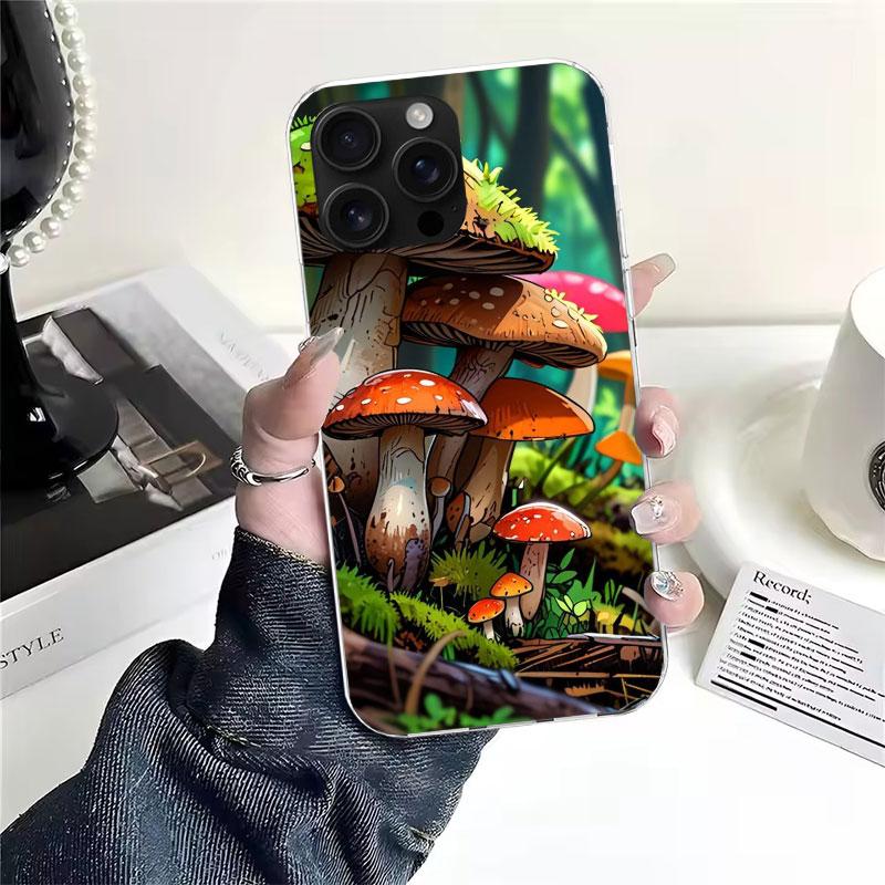Colorful Mushroom Soft Phone Case For IPhone 11 17 Air 16E 16 Pro Max 15 + 14 Plus 13 Mini 12 Apple 7 SE 8 Fundas Coque 11 17 Ai