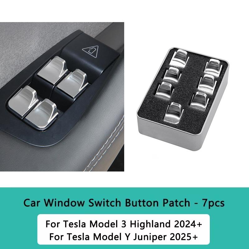HEENVN Modell Y Wacholder 2025 2026 Auto Türöffner Knopf Aufkleber für Tesla Model 3 Highland Modell YL Knopfverkleidung Schutz Aufkleber