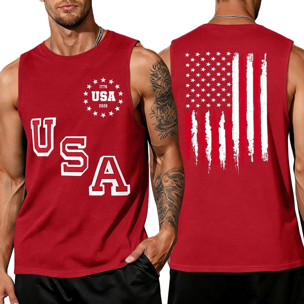 Men 4th Of Shirts USA Muscle Sleeveless Shirt Patriotic Tank Tops