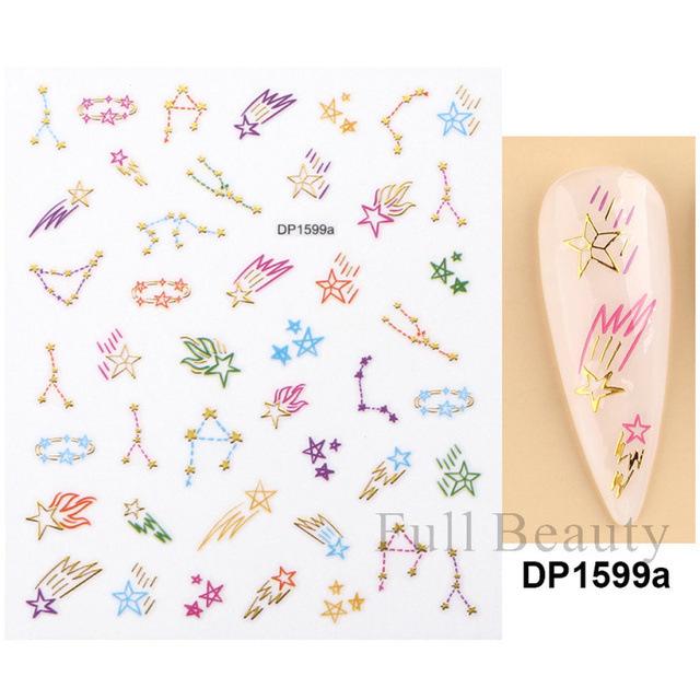Nail Art Sticker, Star Love Mango Star Dot Gold And Silver Adhesive Nail Sticker.