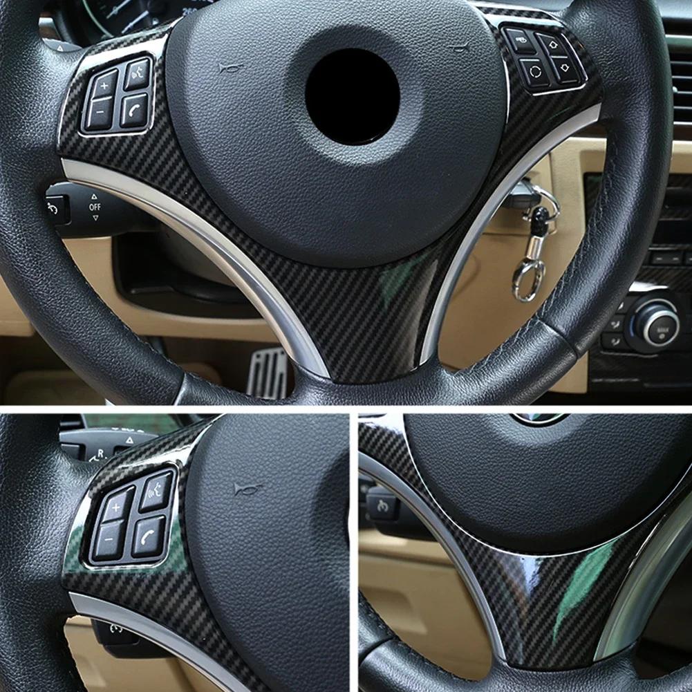 For BMW 1 3 Series E87 E90 E92 E93 2006-2012 Carbon Fiber Patterned Car Steering Wheel Panel Decoration Cover Trim Mould Sticker
