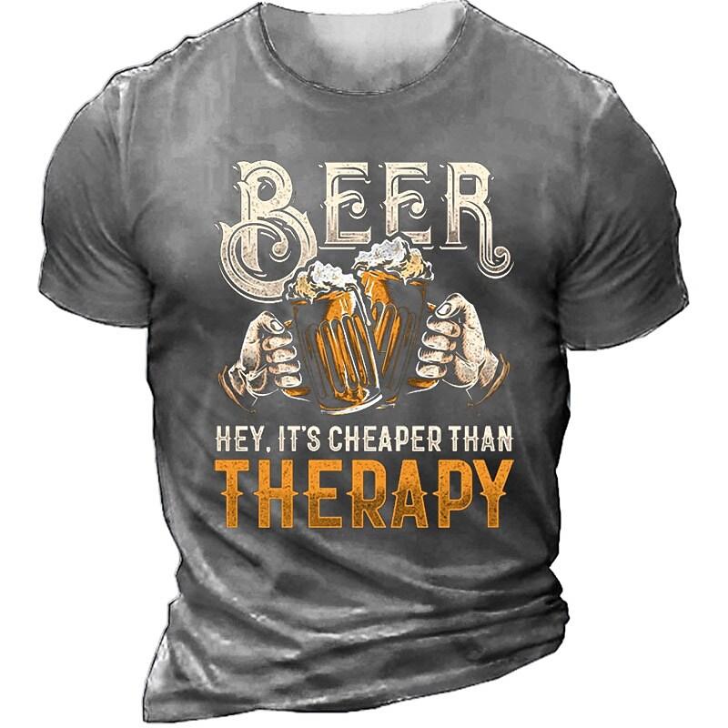 Beer Skull Theme 3D Harajuku Print Men's Tough Guy Retro Punk Casual Summer Round Neck Short Sleeve Oversized New T-shirt Tops