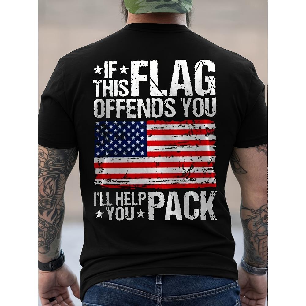 

Patriotic American flag pattern T-shirt breathable and comfortable all year round machine washable for daily and casual wear S