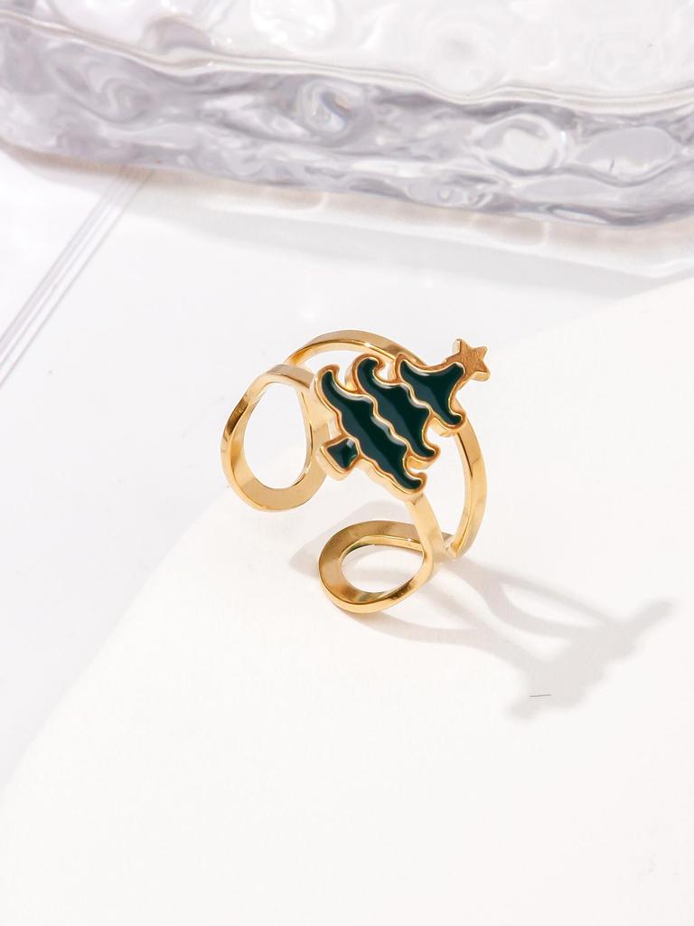 Trendy Open Monster Stainless Steel Ring: European & American Style for Halloween & Christmas