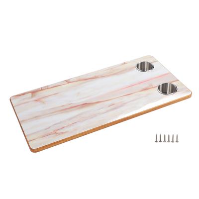 31,1 x 15,75 Zoll Holz-Tischplatte Massivholz Marmorstruktur Schreibtischplatte mit Edelstahl-Becherhaltern
