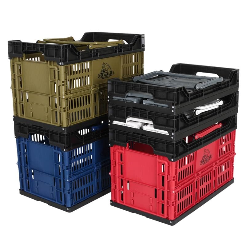 Dulton Folding Shopping Basket 30L Gray CAR Solid Color Foldable Basket Easy To Carry Lightweight Height 31cm Width 48cm Depth 28cm "FOR LIFE"