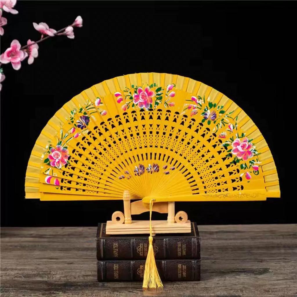 Double-Sided Easy-To-Open Folding Fan, Group Cheongsam Retro Fan, Catwalk Dance, Bright Red Model Dance Fan, Chinese Style