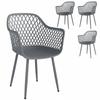 Garden Chair Set of 4, UV-Resistant Plastic Garden Chairs with Armrests and Backrest