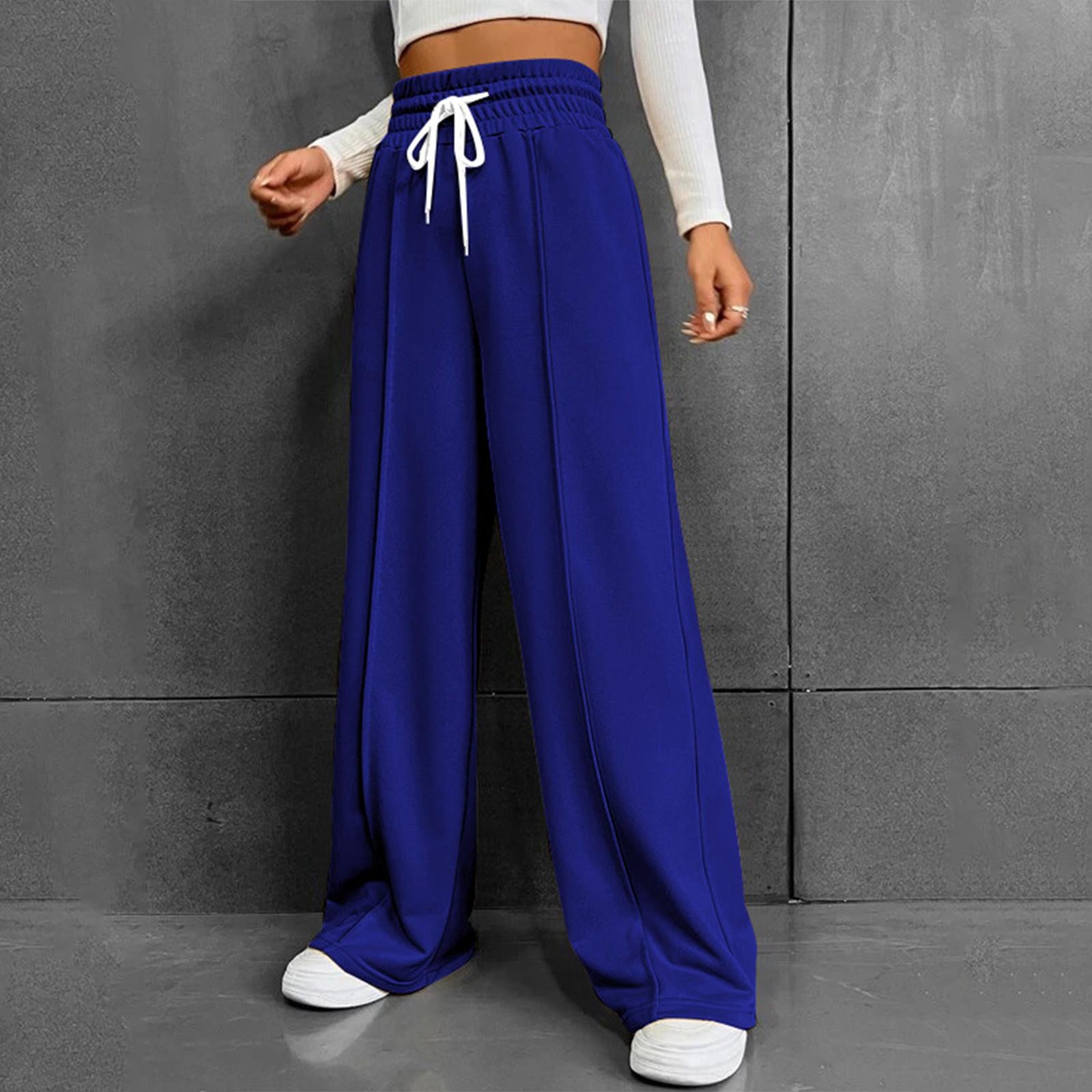 

Женские модные однотонные универсальные повседневные брюки с карманами, свободные спортивные брюки с высокой талией и широкими штанинами на шнурке XL