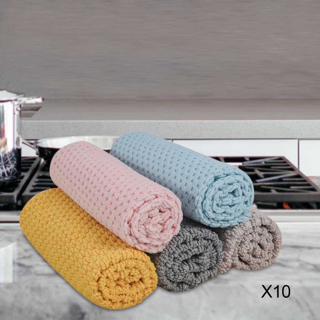 10Pcs Microfiber Cleaning Cloth Washable Washcloths Window Cleaning Rag for Household Kitchenware Kitchen Counters Dishes