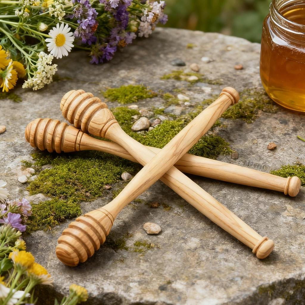 Wooden Honey Dipper Wood Natural Honey Wand Kitchen Serveware For Sandwich Lunch Holiday Winter Candy Pancake Halloween House