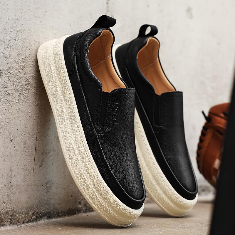 New Loafers Men's Shoes Casual Shoes Leather Little White Shoes Sports Board Shoes Overalls Lazy Shoes