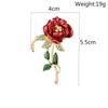 Elegant Red Rose Handmade Brooch Pin - High-End Floral Lapel Accessory