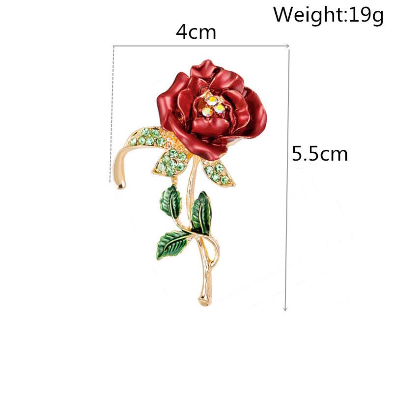Elegant Red Rose Handmade Brooch Pin - High-End Floral Lapel Accessory