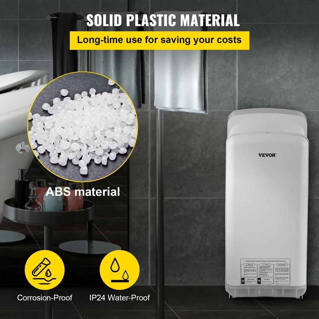 Jet Hand Dryer, Premium Electric Commercial Blade Hand Dryer, ABS Air Dryer Hand with HEPA Filtration Wall Mount Hand Dryer, 2000W 220V Vertical Hand
