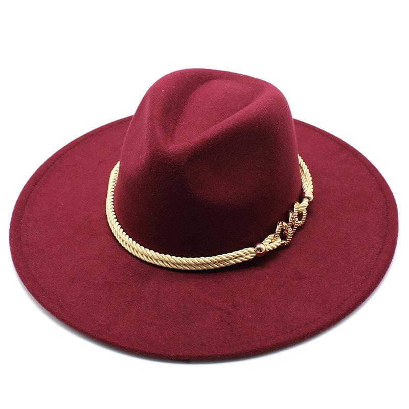 Cappello Stile Britannico 9,5 Cm Ampio Bordo Cappello a Cilindro di Lana da Uomo e Donna Caldo Cappello Jazz Perla