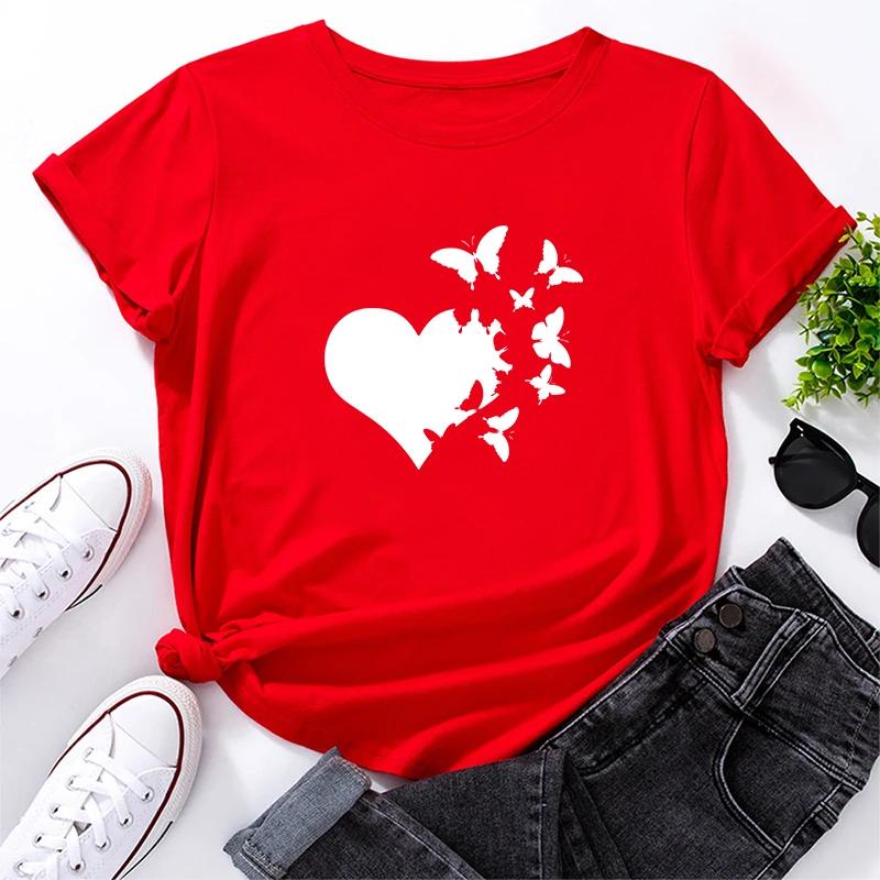 

Spring Summer Cute Butterfly Printed Tee Shirts Womens Harajuku Short Sleeve Casual Womens Tshirt Clothing Street Tops Tees S
