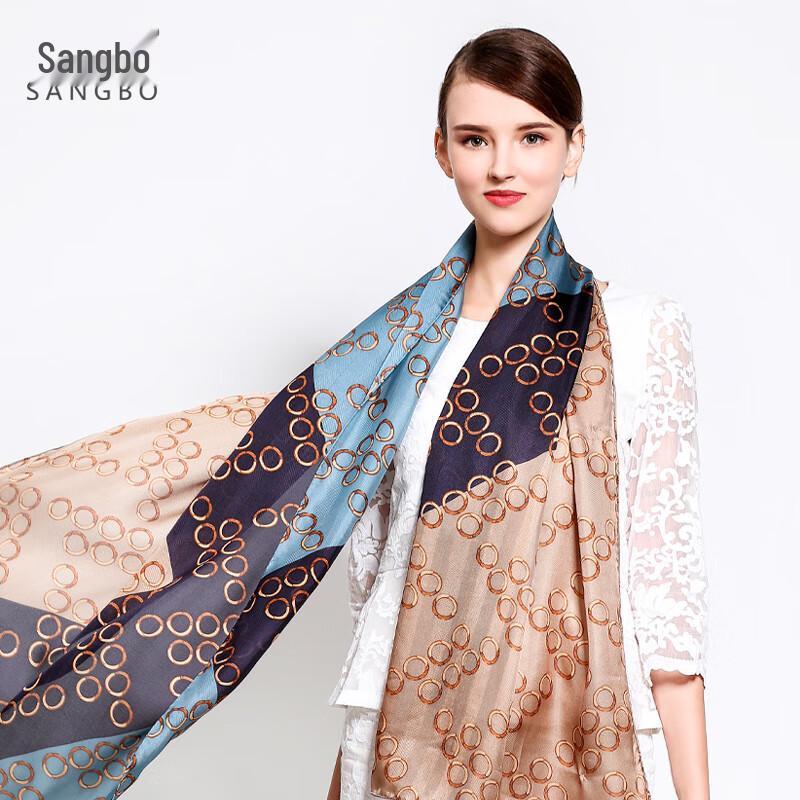 SANGBO Mulberry Silk Herringbone Long Scarf