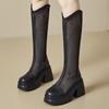 Fashion Sexy Mesh Hollow Boots Woman Summer 2025 Solid Size Zipper Mid-Calf Boots for Women Fashion Round Toe Platform Shoes Lady