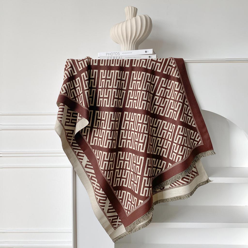 Letter Pashmina Shawl Warm Cashmere Scarf for Women Luxury Winter Thick Blanket Bufanda Female Wrap Bandana Echarpe Poncho