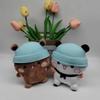Set di Bambole Peluche per Coppia Yier Bubu Orso Marrone Carino Panda Bianco Con Cappello Azzurro Morbido Peluche Kawaii Regalo per Coppie Decorazione Camera da Letto Regalo